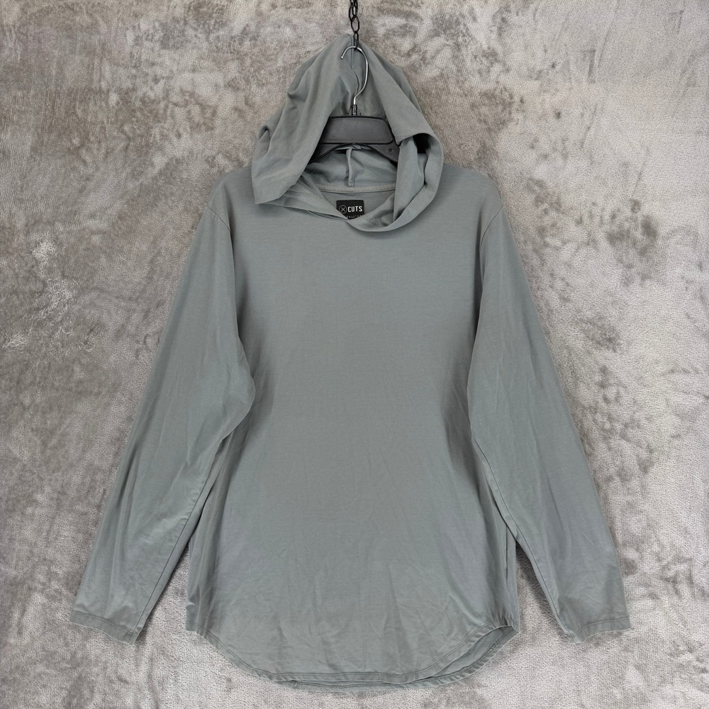 Cuts Clothing Men XL Elongated Hoodie Sage Green PYCA Pro Long Sleeve Curved Hem